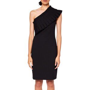 open lace back dress Theia Womens Tatum Peplum A-Line Midi Dress, 12 main image 1